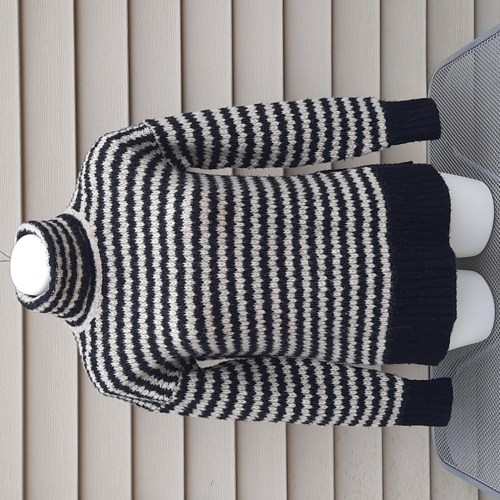 EVERLANE The Cloud Oversized Turtleneck Striped  Wool Blend Size XXS